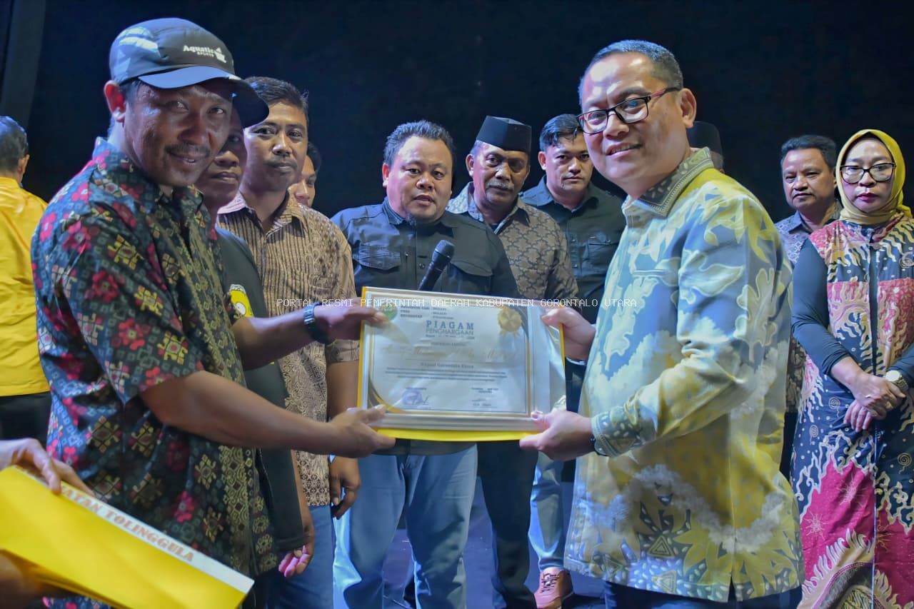 BUPATI DAN WAKIL BUPATI GORONTALO UTARA MENUTUP  SELURUH RANGKAIAN KEGIATAN SEKALIGUS PENYERAHAN PIAGAM  PADA PERAYAAN PUNCAK   HARI ULANG TAHUN  KABUPATEN GORONTAALO UTARA KE-19 TAHUN 2026