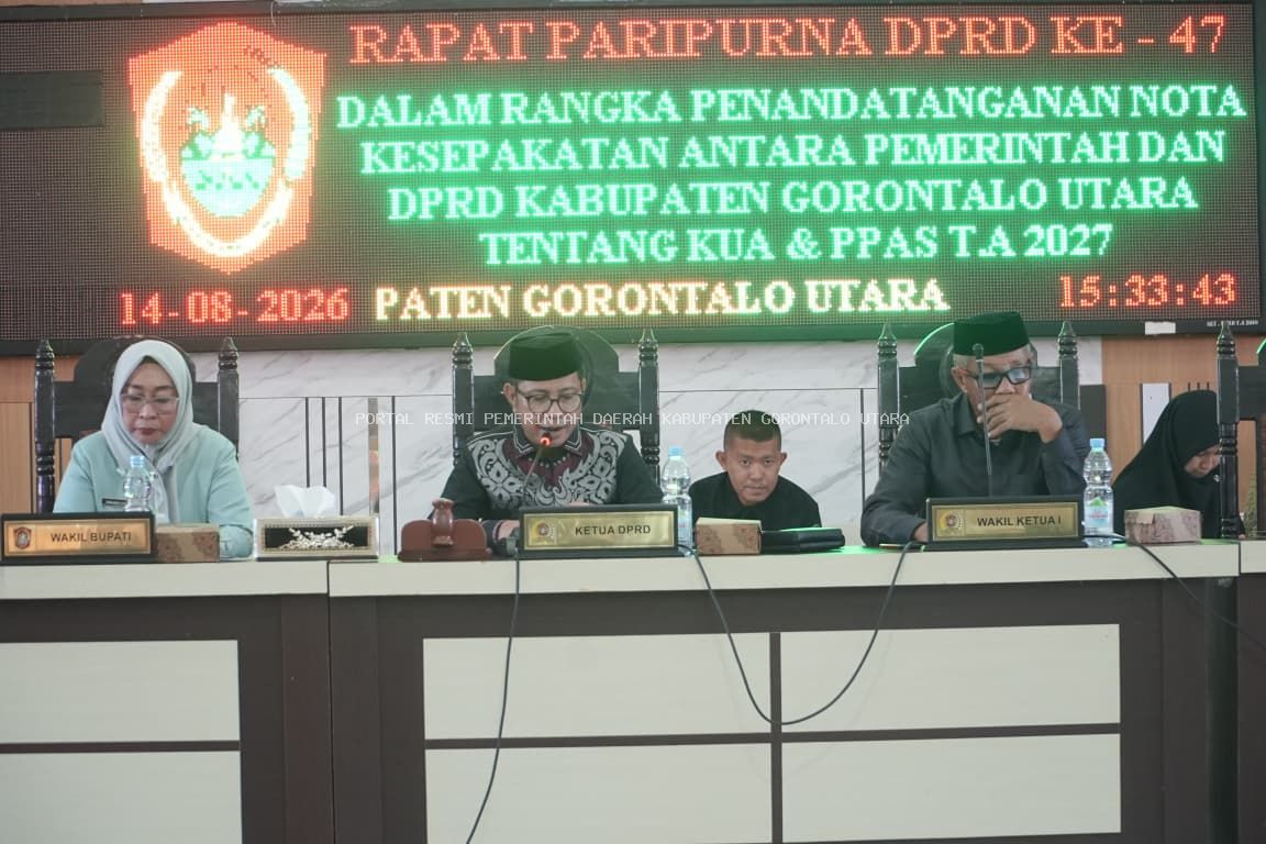 WABUP NURJANAH HADIRI PARIPURNA PENANDATANGANAN NOTA KESEPAKATAN KUA-PPAS GORONTALO UTARA TAHUN ANGGARAN 2027