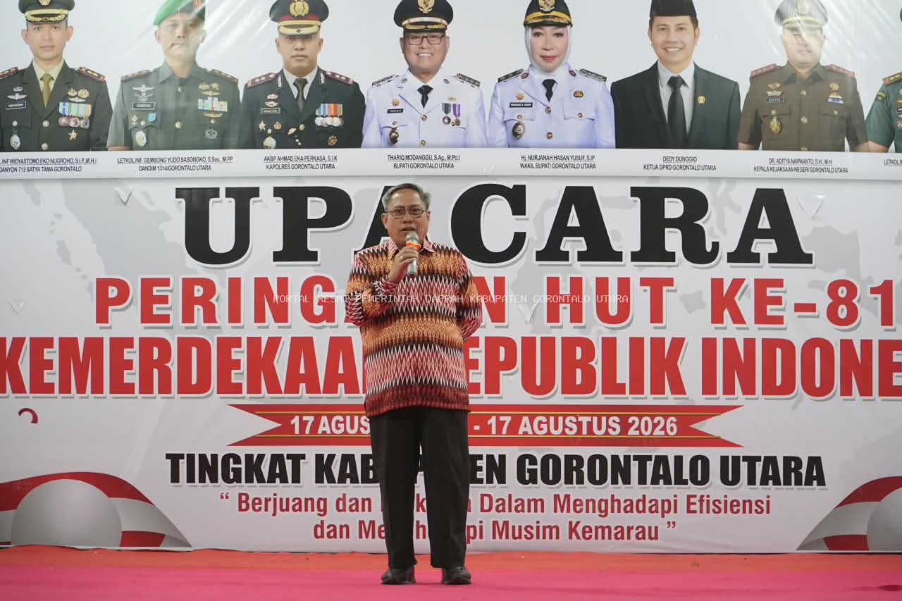 MALAM RESEPSI KENEGARAAN HUT KE-81 RI, SEKDA GORONTALO UTARA APRESIASI PASKIBRAKA DAN PELAKU UMKM