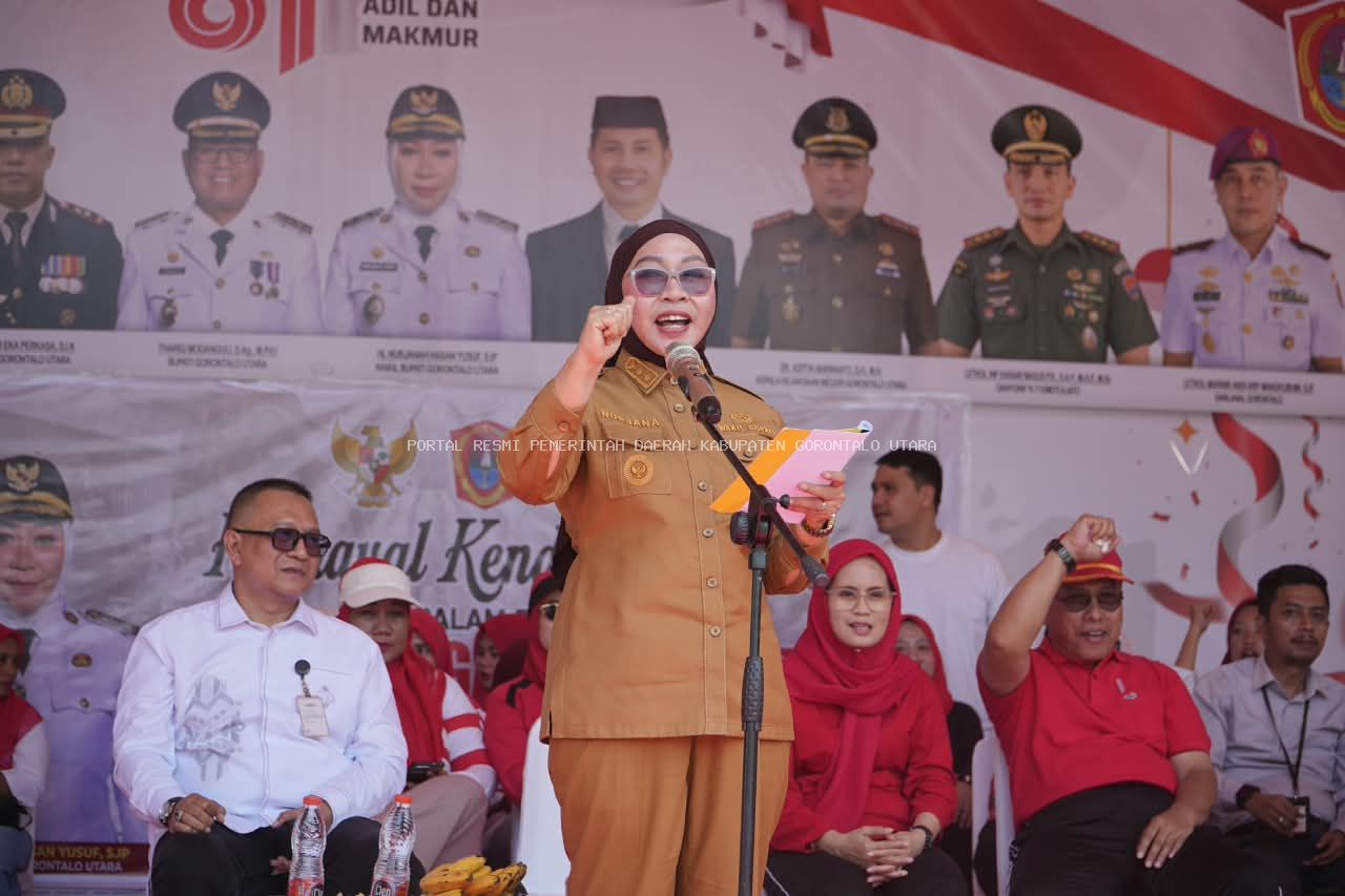 WABUP NURJANAH HASAN YUSUF, SAMBUT SEMARAK KARNAVAL KENDARAAN HIAS HUT KE-81 RI DI GORONTALO UTARA