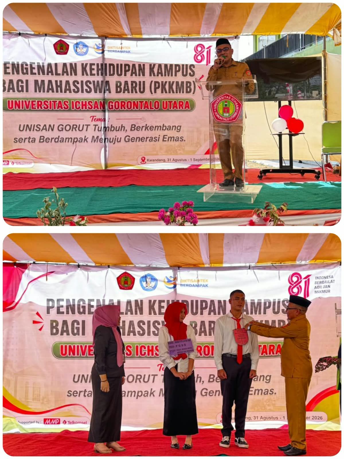 Mewakili Bupati, Asisten Pemerintahan dan Kesra Setda Gorontalo Utara Irwan A. Usman Buka PKKMB UNISAN Gorontalo Utara 
