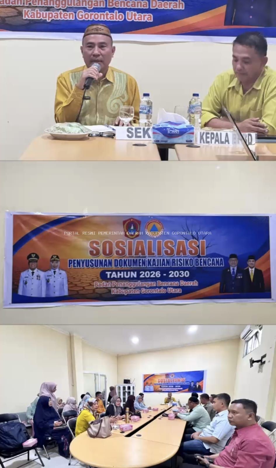 Asisten 1, Irwan A. Usman Buka Sosialisasi Penyusunan KRB, Dorong Dokumen Risiko Bencana Jadi Peta Jalan Penanggulangan Bencana Gorontalo Utara
