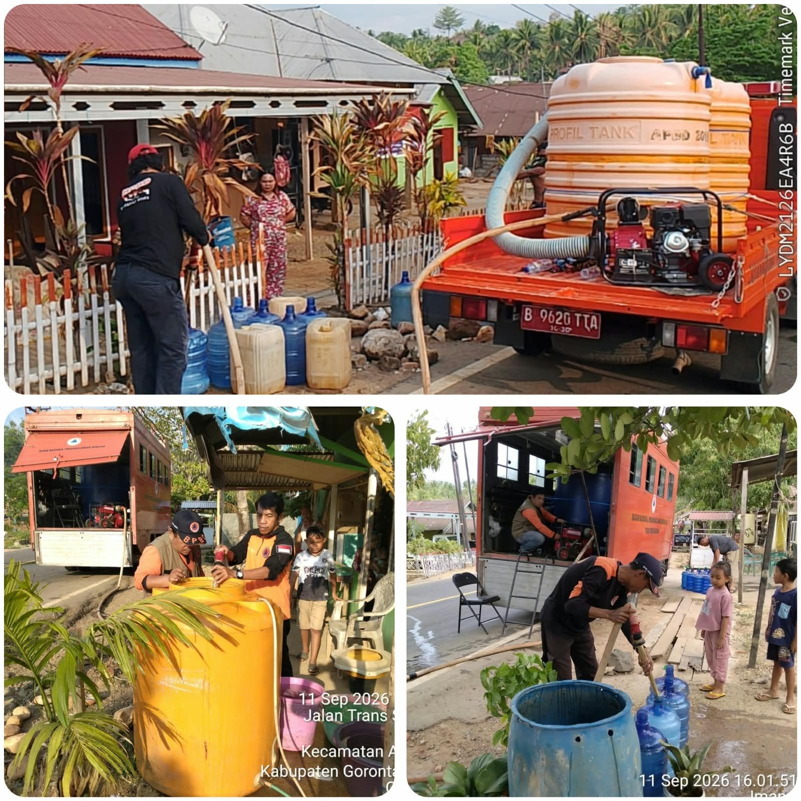 Krisis Air Bersih, TRC BPBD Gorut Bergerak Cepat Kirim 5.800 Liter Air ke Warga Desa Imana Kecamatan Atinggola