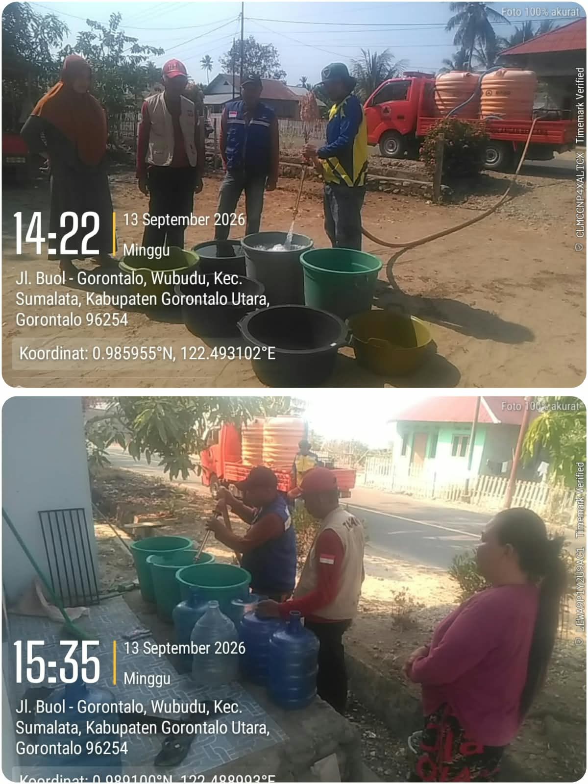 TRC BPBD dan TAGANA Gorut Salurkan 25.400 Liter Air Bersih dalam Sehari, Ratusan Warga Wubudu dan Deme II Terlayani
