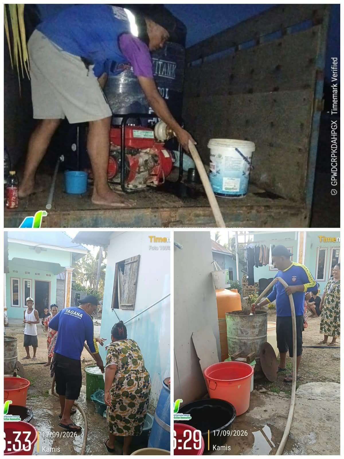 Dinsos dan TAGANA Gorontalo Utara Salurkan Bantuan Air Bersih ke Desa Botungobungo Kecamatan Kwandang 