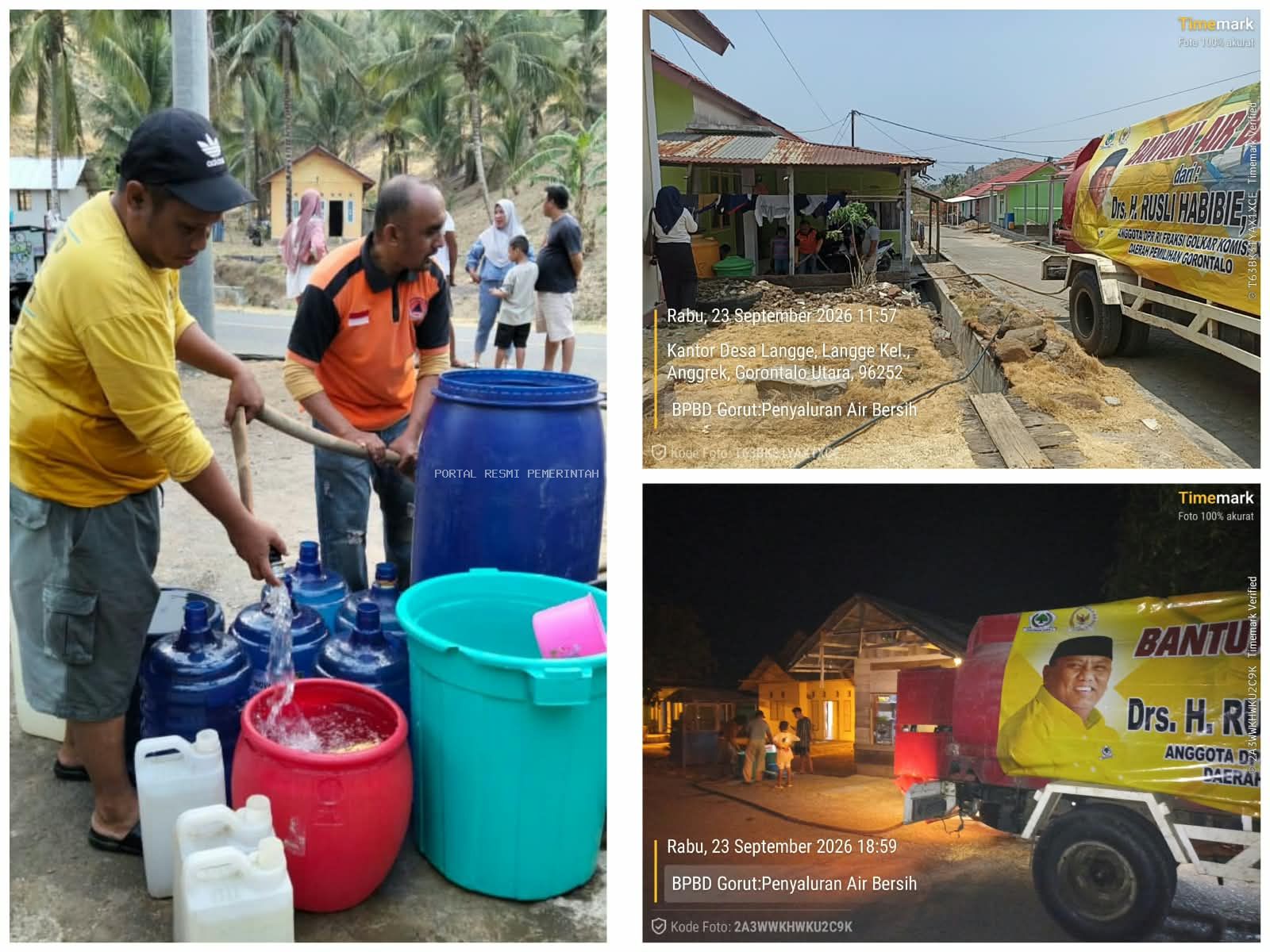 Hari Ke-VI, Rusli Habibie Salurkan 15 Ribu Liter Air Bersih untuk 1.516 Warga Terdampak Kemarau