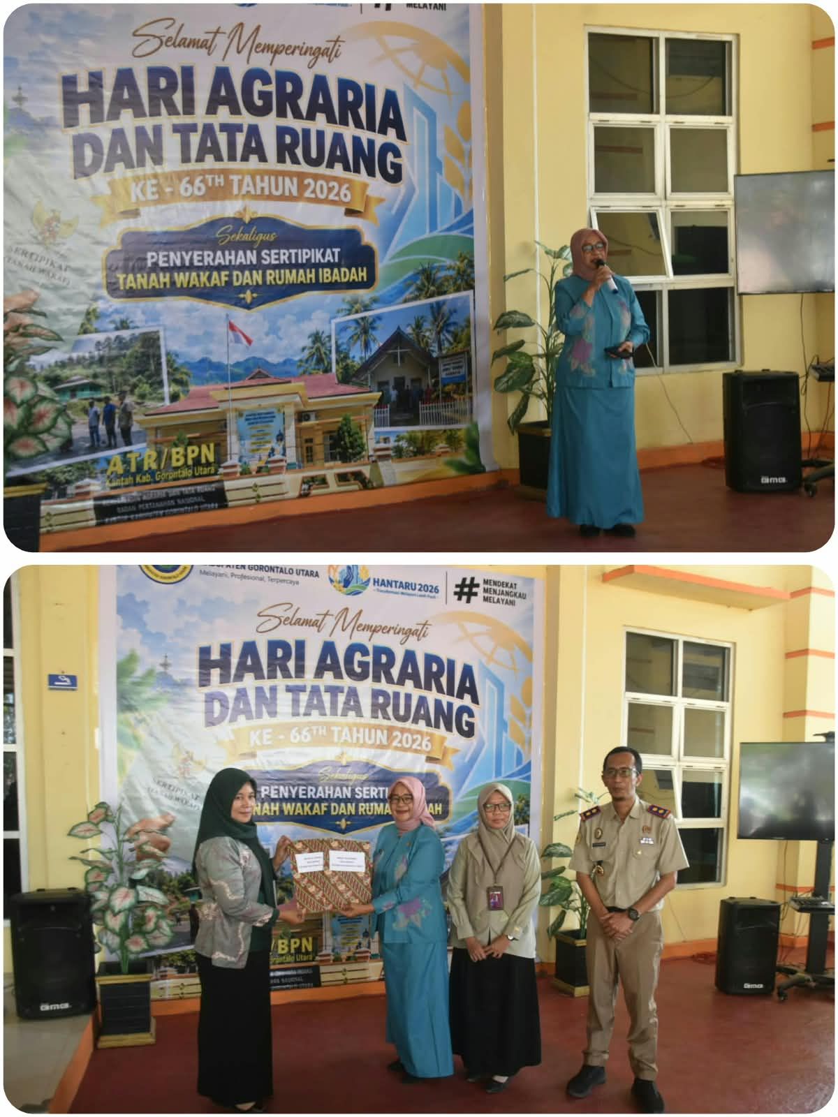 Mewakili Bupati Asisten II Setda Osna Haluti Menghadiri Penyerahan Sertifikat Tanah Wakaf di Kantor Pertanahan Gorontalo Utara