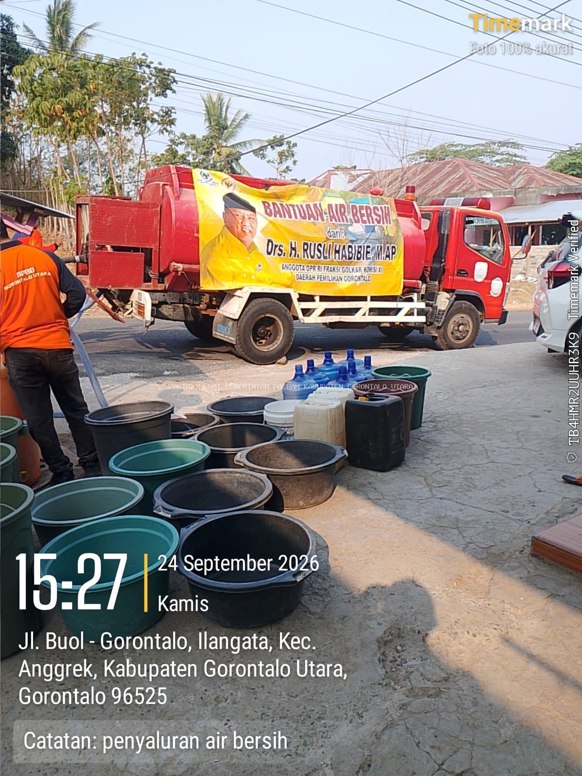 Bantuan Air Bersih dari Anggota DPR RI Rusli Habibie Kembali Disalurkan ke Warga Desa  Iloheluma dan Desa Ibarat Kecamatan Anggrek