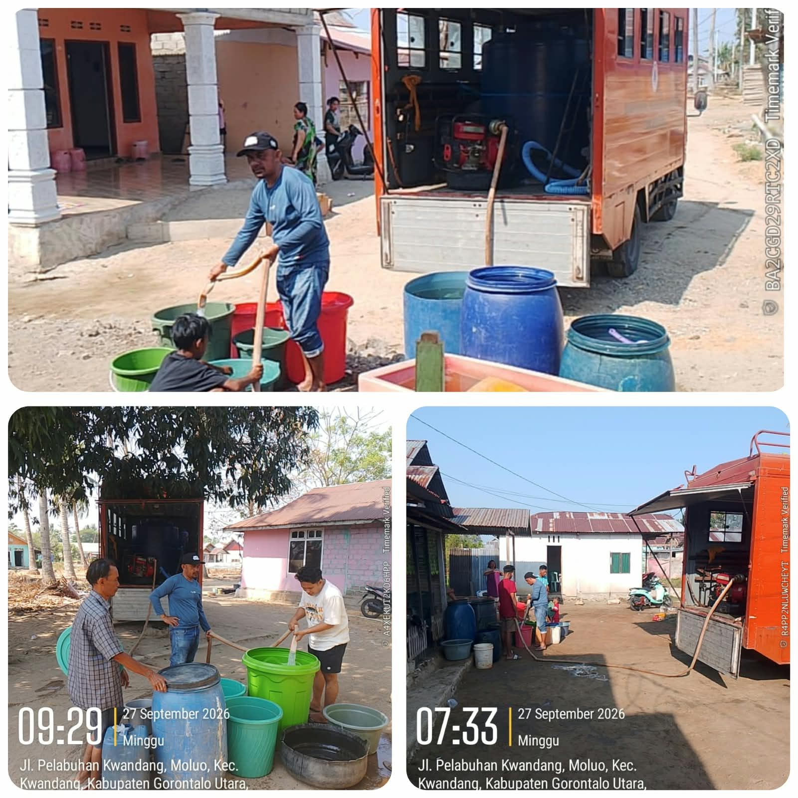 BPBD Gorontalo Utara Salurkan 7.200 Liter Air Bersih, Warga Desa Katialada Kecamatan Kwandang