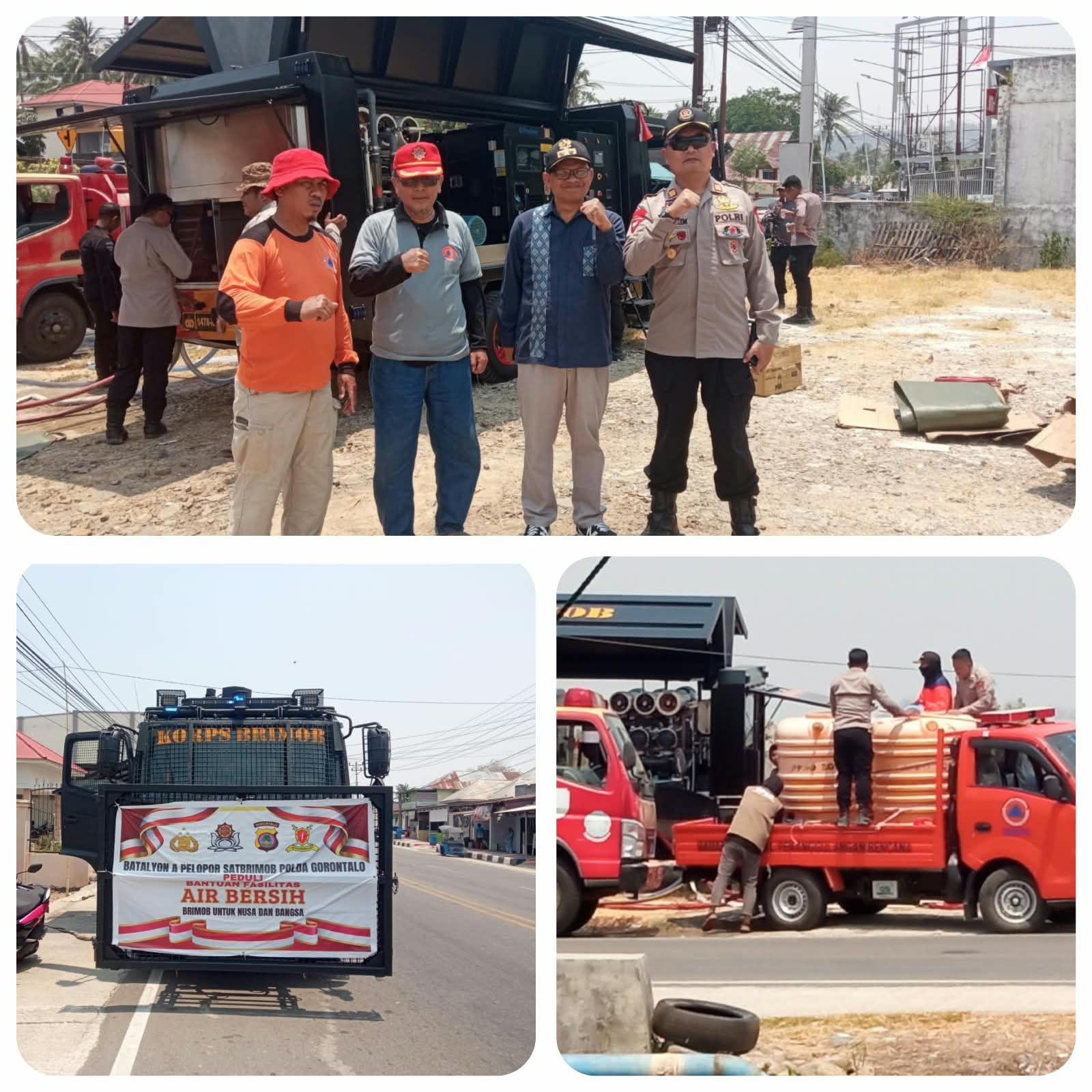 Kolaborasi BPBD Gorut dan Brimob Polda Gorontalo Salurkan 18.800 Liter Air Bersih untuk Warga Molingkapoto Selatan