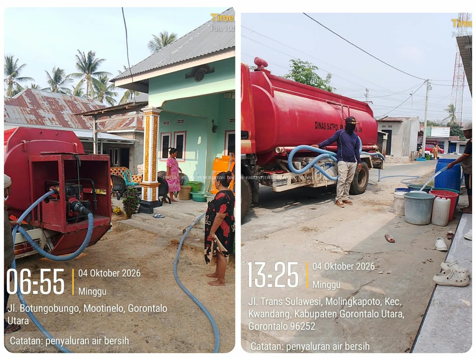 BPBD Gorontalo Utara Salurkan 10 Ribu Liter Air Bersih Untuk Warga Terdampak Kekeringan Di Desa Botungobungo dan Desa Molingkapoto Selatan