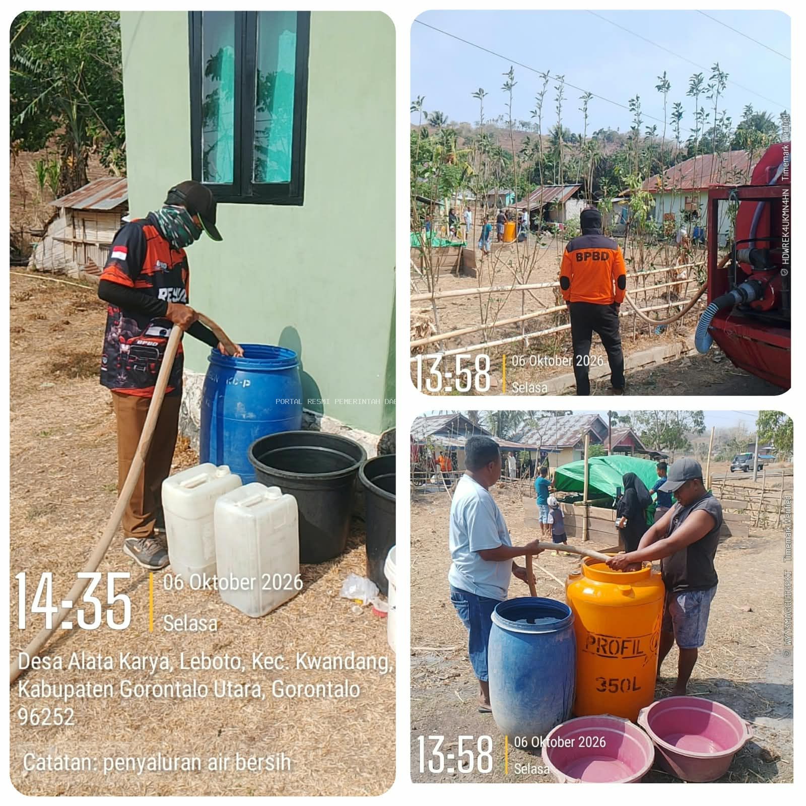 BPBD Gorontalo Utara Salurkan 5.000 Liter Air Bersih untuk Warga Terdampak Kemarau di Desa Alata Karya
