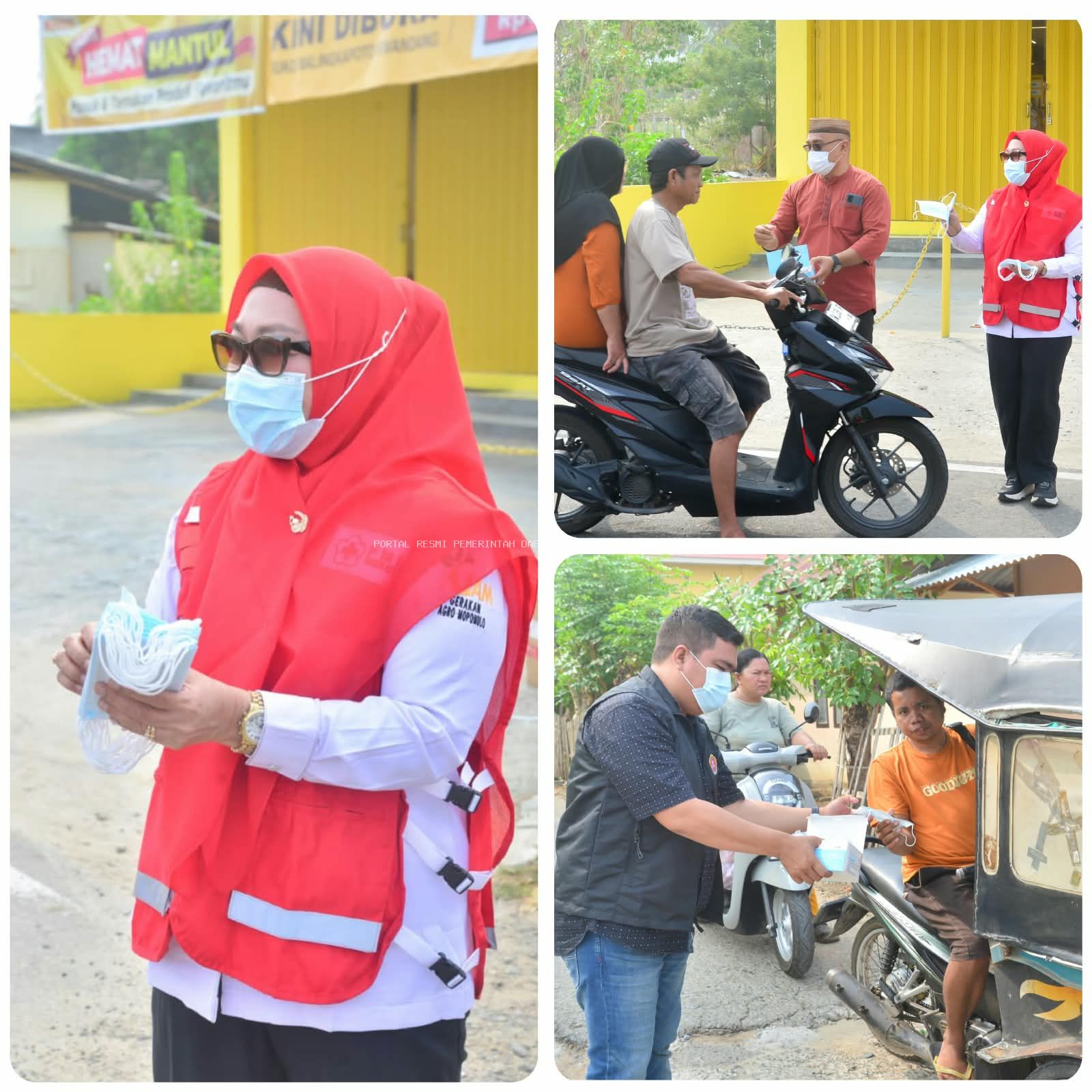 Wabup Nurjanah Hasan Yusuf Bersama PMI dan Karang Taruna Gorut Bagikan 1.000 Masker Gratis, Respons Kualitas Udara Memburuk